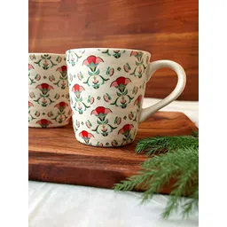 Posh Pitara White & Red 2 Pieces Ceramic Core Mugs-picture-22