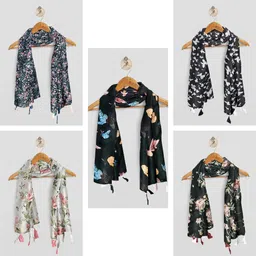 poshampaa Printed Chiffon Women Multicolor Scarf, Stole, Fancy Scarf-picture-31