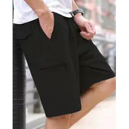 poshax Men Regular Fit Organic Cotton Shorts with Zipper Pockets-picture-36