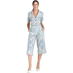 poshbery Blue Lapel Collar co-ord Set with Culottes-picture-46