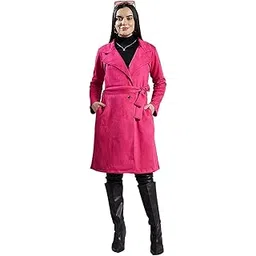 poshbery Fuchsia Suede Overcoat with Belt-picture-43