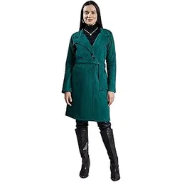 poshbery Green Suede Overcoat with Belt-picture-26