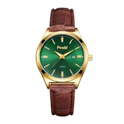 Poshi Men Round Dial Genuine Leather Strap Watch with Adjustable Clasp-picture-12