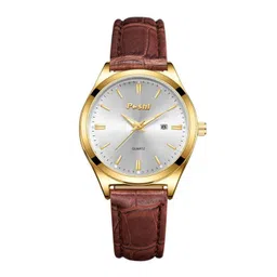 Poshi Men Round Dial Genuine Leather Strap Watch with Adjustable Clasp-picture-40