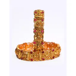 poshify Luxury Gold Plated Goddess Laxmi Design Pure Brass Bangles 2354A-1701 Stylish Traditional Bangle-picture-18