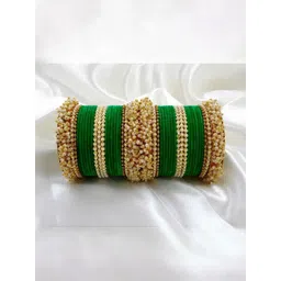 poshing Green Glass Artificial Stones & Beads Bangles-picture-26