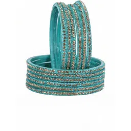 poshing Set Of 12 Beige Glass Artificial Stones & Beads Bangles-image-6