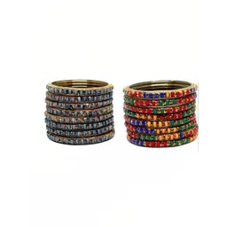 poshing Set Of 2 Multi Glass Artificial Stones & Beads Bangles-image-8