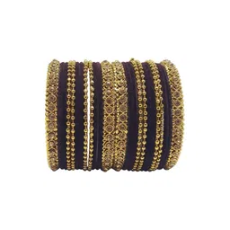 poshing Set Of 24 Brown Glass Artificial Stones & Beads Bangles-image-17