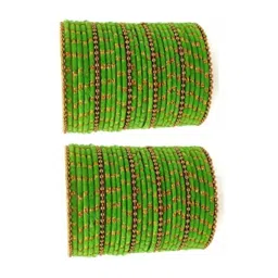 poshing Set Of 40 Beige Glass Artificial Stones & Beads Bangles-image-10