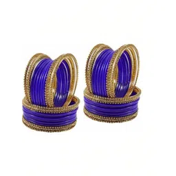 poshing Set Of 40 Blue Glass Artificial Stones & Beads Bangles-image-13