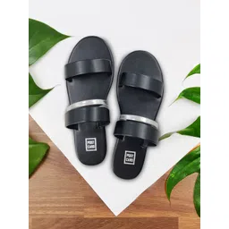 POSTCARD Women Black Colourblocked One Toe Flats-picture-19