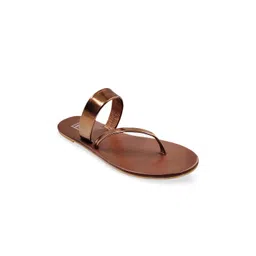 POSTCARD Women Copper-Toned Woven Design Open Toe Flats-picture-22