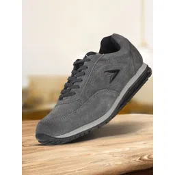 Power Men Grey Leather Road Running Non-Marking Shoes-picture-28