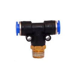 PowerHouse 8mm 6.35 mm (1/4 inch) Push Tee Fitting with male thread, 8-02 with 6 Months Warranty-image-1