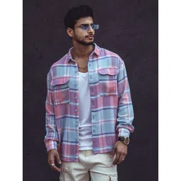 Powerlook India Slim Checked Drop-Shoulder Sleeves Casual Oversized Shirt-picture-35