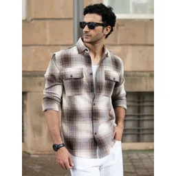 Powerlook Men Checked Spread Collar Casual Shirt-picture-20