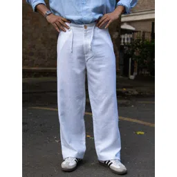 Powerlook Men Cotton Solid Mid-Rise Baggy Trousers-picture-21