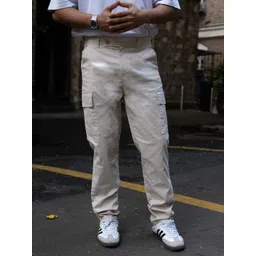 Powerlook Men Cream Regular Fit Cargos Trousers-picture-25