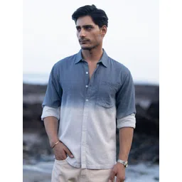 Powerlook Men Dyed Spread Collar Pure Cotton Casual Shirt-picture-12