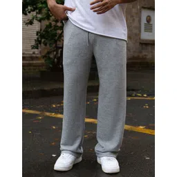 Powerlook Men Grey Melange Mid-Rise Baggy-Fit Track Pants With Drawstrings-picture-28