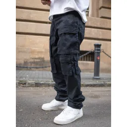 Powerlook Men Loose Fit Mid-Rise Cotton Cargos Trousers-picture-25