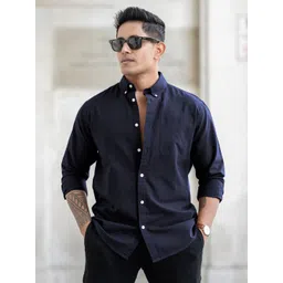 Powerlook Men Regular Fit Button-Down Collar Solid Cotton Casual Shirt-picture-19