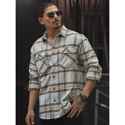 Powerlook Men Spread Collar Tartan Checked Casual Shirt-picture-24