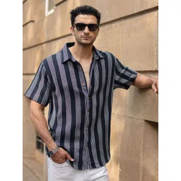 Powerlook Men Striped Spread Collar Cotton Casual Shirt-picture-18