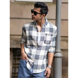 Powerlook Men Tartan Checked Button-Down Collar Casual Shirt-picture-27