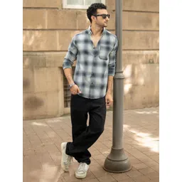 Powerlook Men Tartan Checked Spread Collar Pure Cotton Casual Shirt image 1