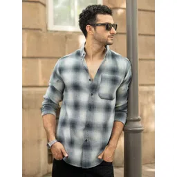 Powerlook Men Tartan Checked Spread Collar Pure Cotton Casual Shirt image 4
