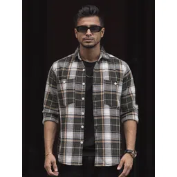 Powerlook Men Tartan Checks Opaque Checked Casual Shirt-picture-35