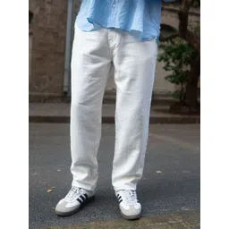 Powerlook Men White Regular Fit Mid-Rise Trousers With Belt-picture-15