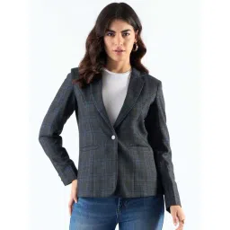 Powersutra Blue Regular Fit Checked Blazer-picture-18