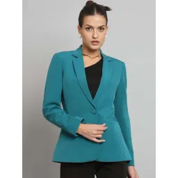 Powersutra Teal Regular Fit Blazer-picture-35