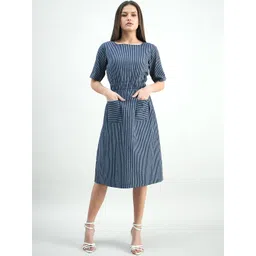 PowerSutra Women Cotton Striped A-Line Dress-picture-13