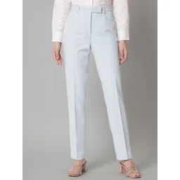 PowerSutra Women Mid-Rise Tailored Fit Easy Wash Formal Trousers-picture-17