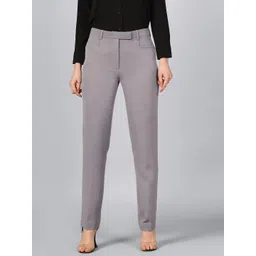 PowerSutra Women Original Mid Rise Easy Wash Knitted Weave Formal Trousers-picture-39