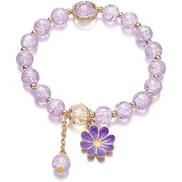 poyamuse Colorful Flower Charm Bracelet - Boho Daisy Accessory with Crystal Beads Bracelet for Women-picture-15