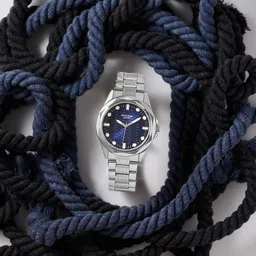 Poze By Sonata Quartz Analog Blue Dial Silver Metal Strap Watch For Men-picture-27