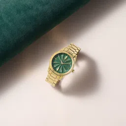 Poze By Sonata Quartz Analog Green Dial Gold Metal Strap Watch For Men-picture-33