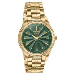 Poze By Sonata Quartz Analog Green Dial Gold Metal Strap Watch For Men image 3