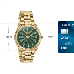 Poze By Sonata Quartz Analog Green Dial Gold Metal Strap Watch For Men image 4