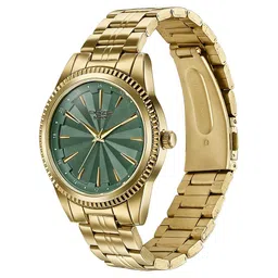 Poze By Sonata Quartz Analog Green Dial Gold Metal Strap Watch For Men image 5