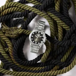 Poze By Sonata Quartz Analog Green Dial Silver Metal Strap Watch For Men-picture-18