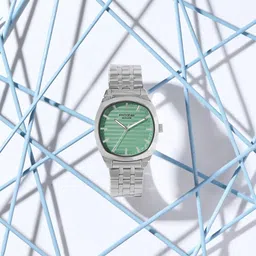 Poze By Sonata Quartz Analog Green Dial Silver Metal Strap Watch For Men-picture-17