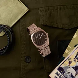 Poze By Sonata Quartz Analog Grey Dial Rose Gold Metal Strap Watch For Men-picture-32