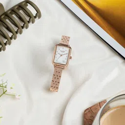 Sonata Poze Quartz Analog Mother of Pearl Dial Rose Gold Metal Strap Watch For Women-picture-17