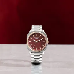 Sonata Poze Quartz Analog Red Dial Silver Metal Strap Watch For Men-picture-25